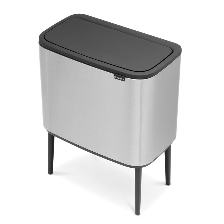 Brabantia Bo Touch 3-Compartment 33L Kitchen Recycling Bin - Matt Steel