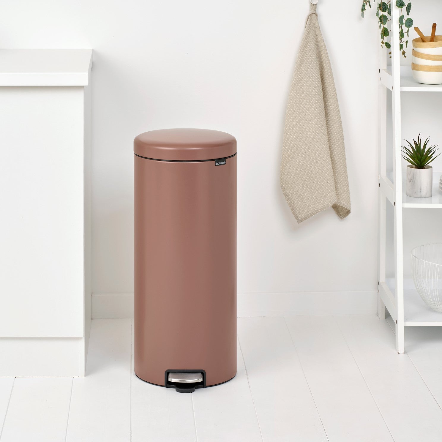 Brabantia New Icon Single Compartment 30L Kitchen Pedal Bin - Satin Taupe