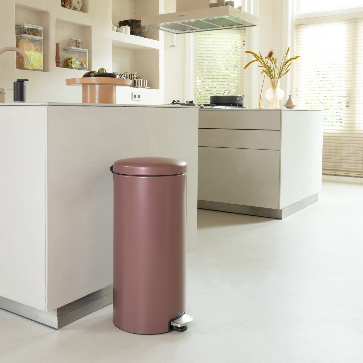 Brabantia New Icon Single Compartment 30L Kitchen Pedal Bin - Satin Taupe