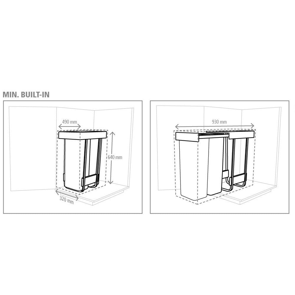 Brabantia 2-Compartment Sort&Go 60L Recycling Bin: 400mm Door