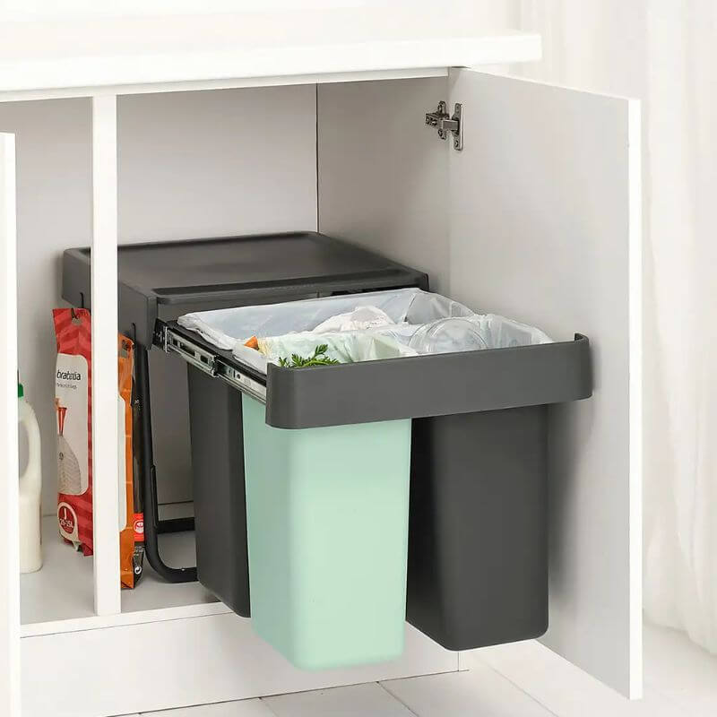 Brabantia 3-Compartment Sort&Go 40L Recycling Bin: 450mm Door