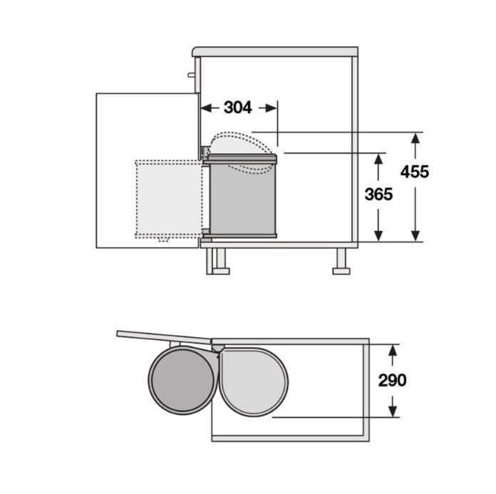 Hailo Single Compartment Stainless Steel 15L Waste Bin: 400mm Door ...