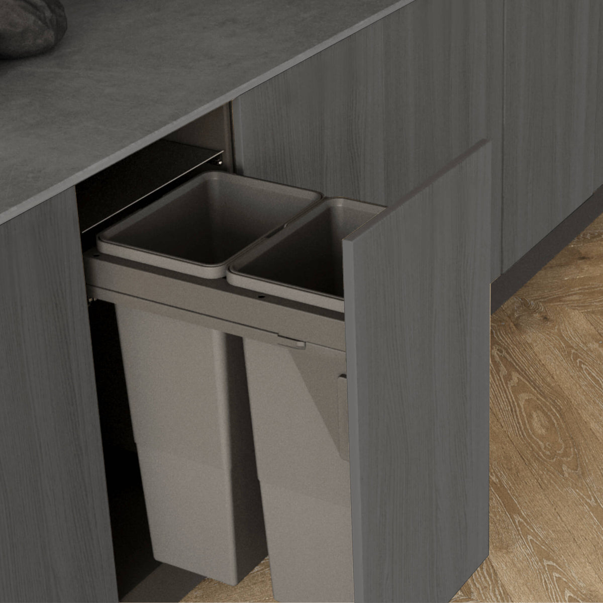 Sige Double 64L 2-Compartment Recycler: 400mm Pull-out Door
