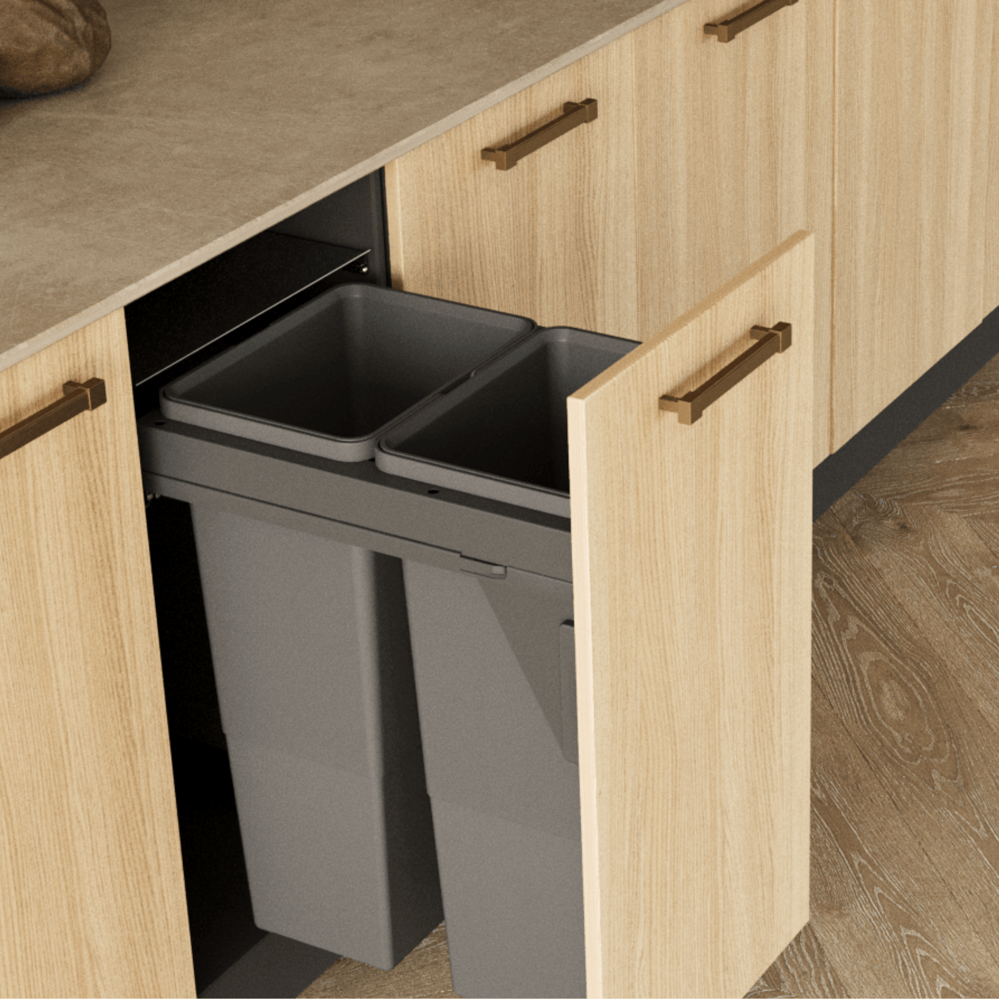Sige Double 64L 2-Compartment Recycler: 400mm Pull-out Door