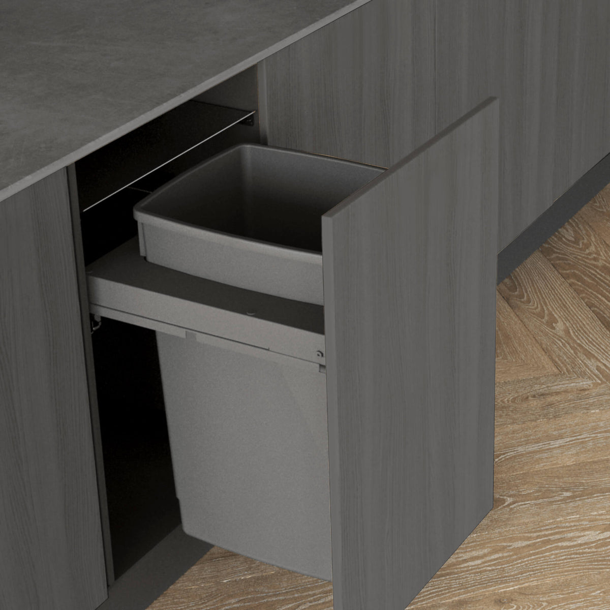 Sige Single 60L In-Cupboard Bin: 500mm Pull-out Door