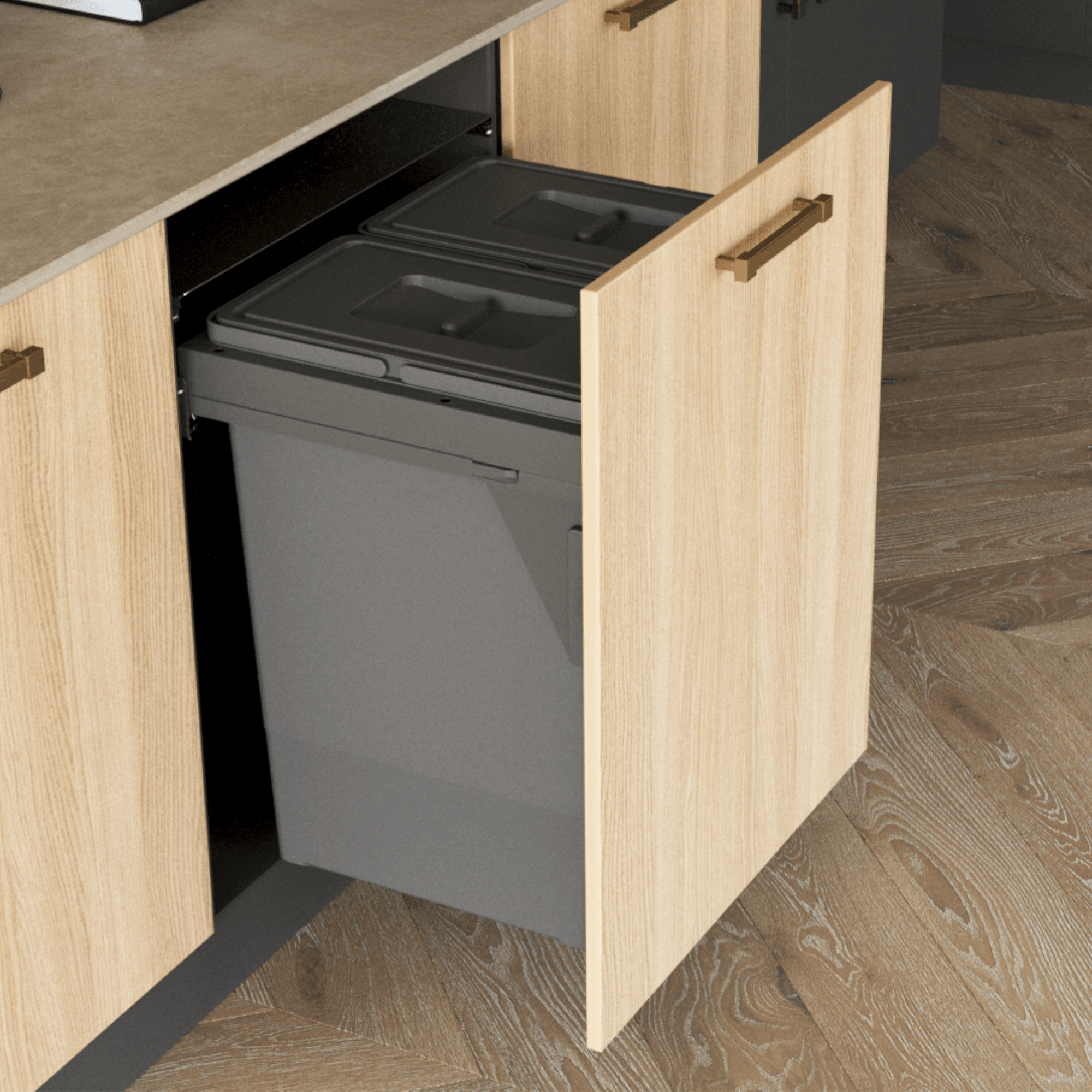 Sige Double 90L 2-Compartment Recycler: 600mm Pull-out Door