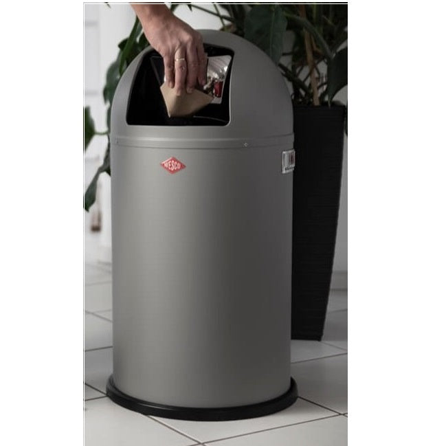 Wesco Pushboy Single Compartment 50L Kitchen Bin: Cool Grey