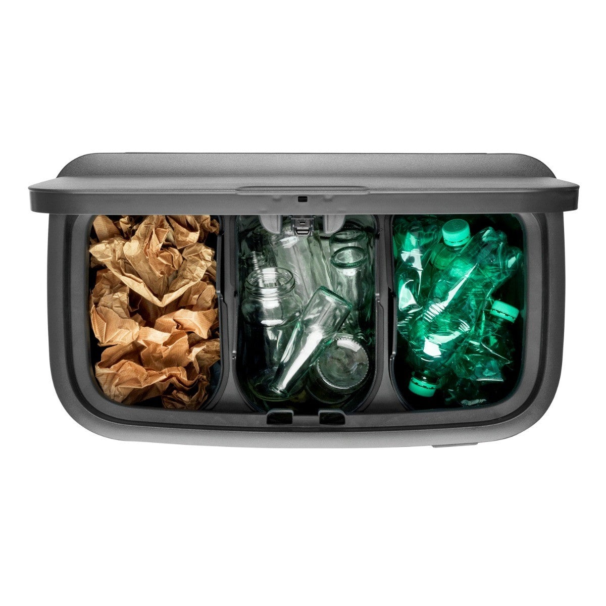 Brabantia Bo Touch 3-Compartment 33L Kitchen Recycling Bin - Metallic Gold