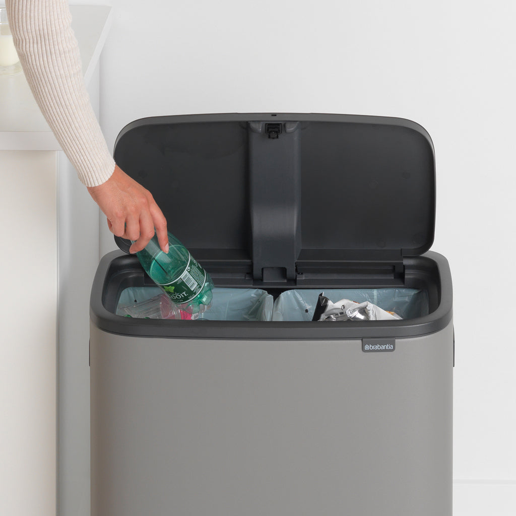 Brabantia Bo Touch 2-Compartment 60 Litre Recycling Bin - Concrete Grey