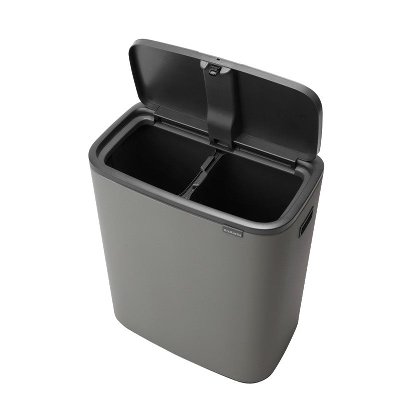 Brabantia Bo Touch 2-Compartment 60 Litre Recycling Bin - Concrete Grey