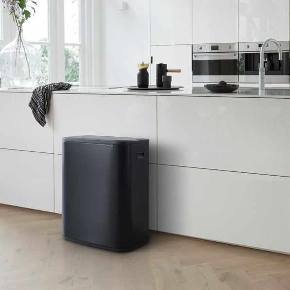 Brabantia Bo Touch 2-Compartment 60 Litre Recycling Bin - Matt Black