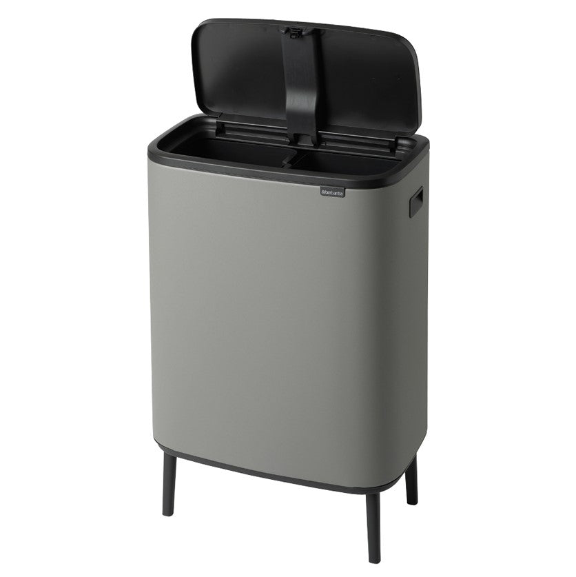 Brabantia Bo Hi Touch 2-Compartment 60 Litre Recycling Bin - Concrete Grey