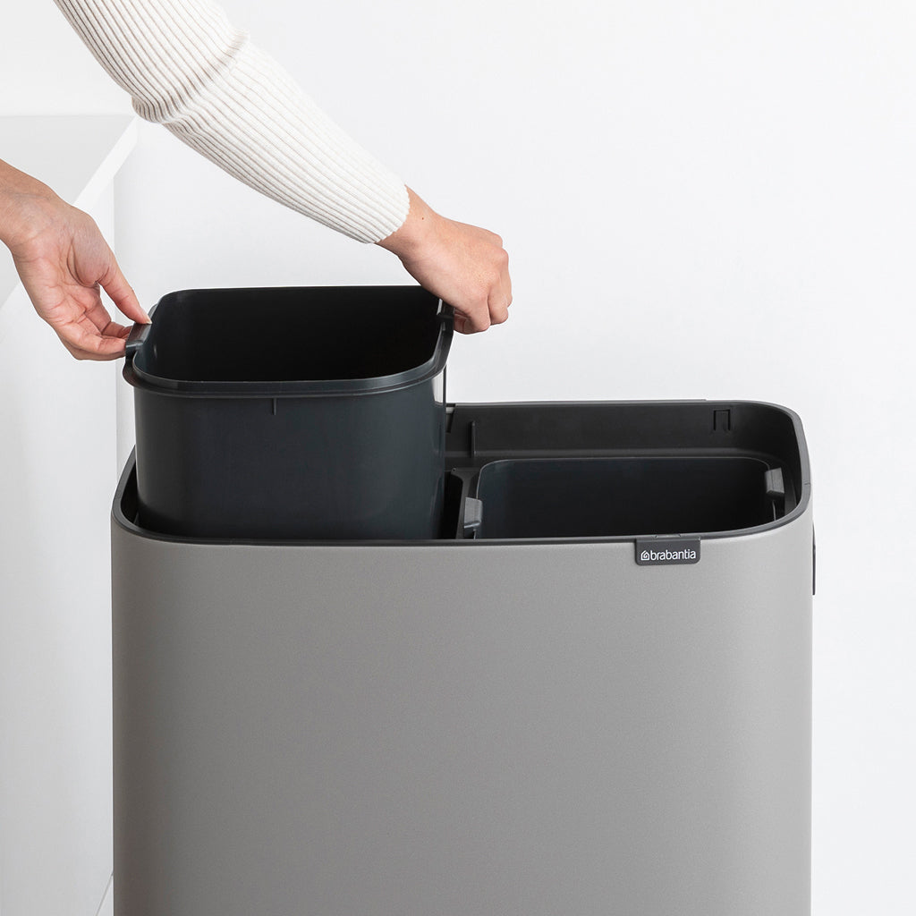 Brabantia Bo Hi Touch 2-Compartment 60 Litre Recycling Bin - Concrete Grey