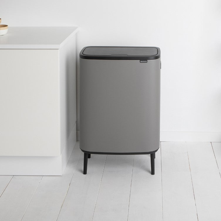 Brabantia Bo Hi Touch 2-Compartment 60 Litre Recycling Bin - Concrete Grey