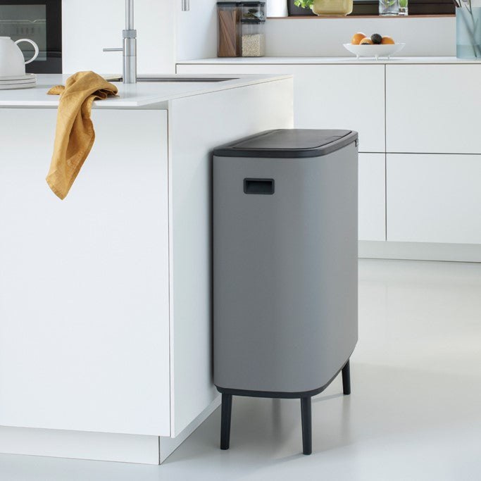 Brabantia Bo Hi Touch 2-Compartment 60 Litre Recycling Bin - Concrete Grey