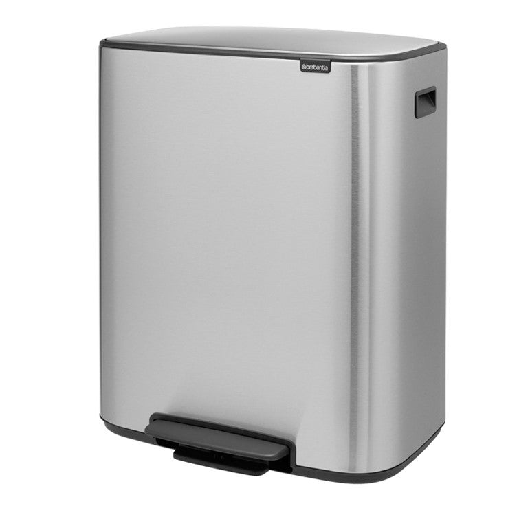 Brabantia Bo Pedal 2-Compartment 60 Litre Recycling Bin - Matt Stainless Steel