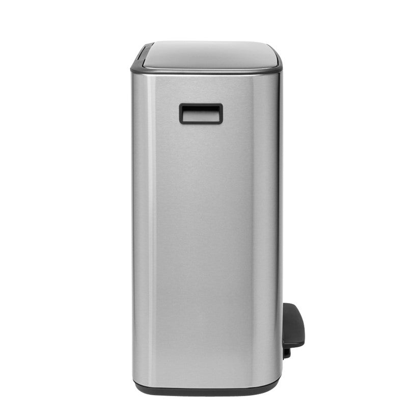 Brabantia Bo Pedal 2-Compartment 60 Litre Recycling Bin - Matt Stainless Steel