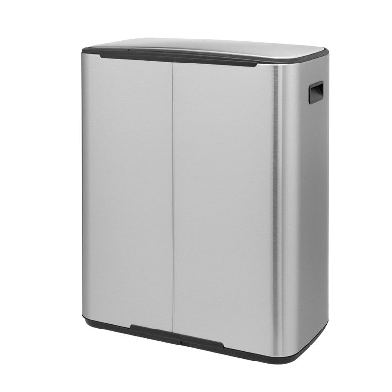 Brabantia Bo Pedal 2-Compartment 60 Litre Recycling Bin - Matt Stainless Steel