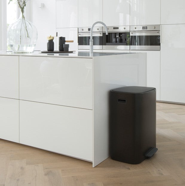 Brabantia Bo Pedal 2-Compartment 60 Litre Recycling Bin - Matt Black