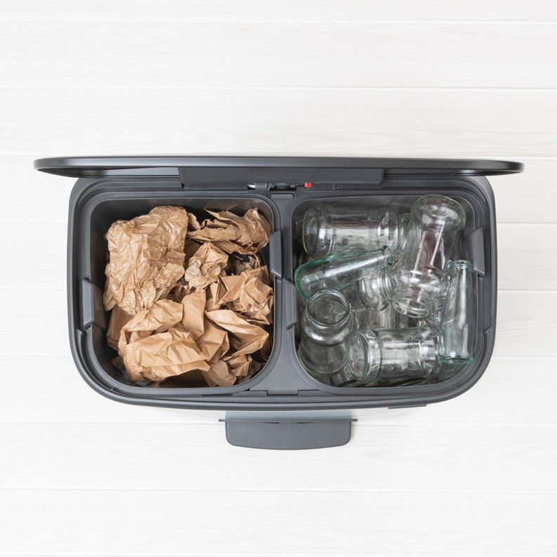 Brabantia Bo Pedal 2-Compartment 60 Litre Recycling Bin - Matt Black