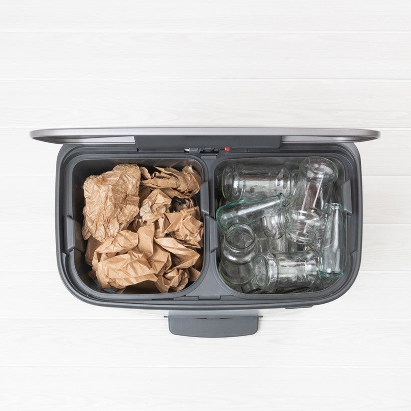 Brabantia Bo Pedal 2-Compartment 60 Litre Kitchen Bin - Platinum