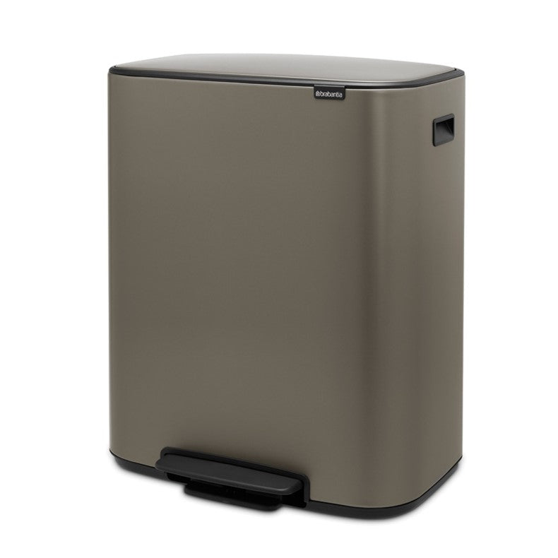 Brabantia Bo Pedal 2-Compartment 60 Litre Kitchen Bin - Platinum