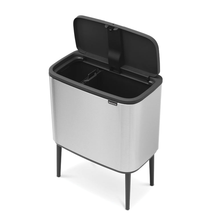 Brabantia Bo Touch 2-Compartment 34L Kitchen Recycling Bin - Matt Steel