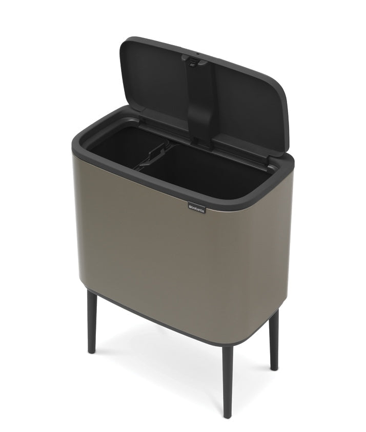 Brabantia Bo Touch 2-Compartment 34L Kitchen Recycling Bin - Platinum