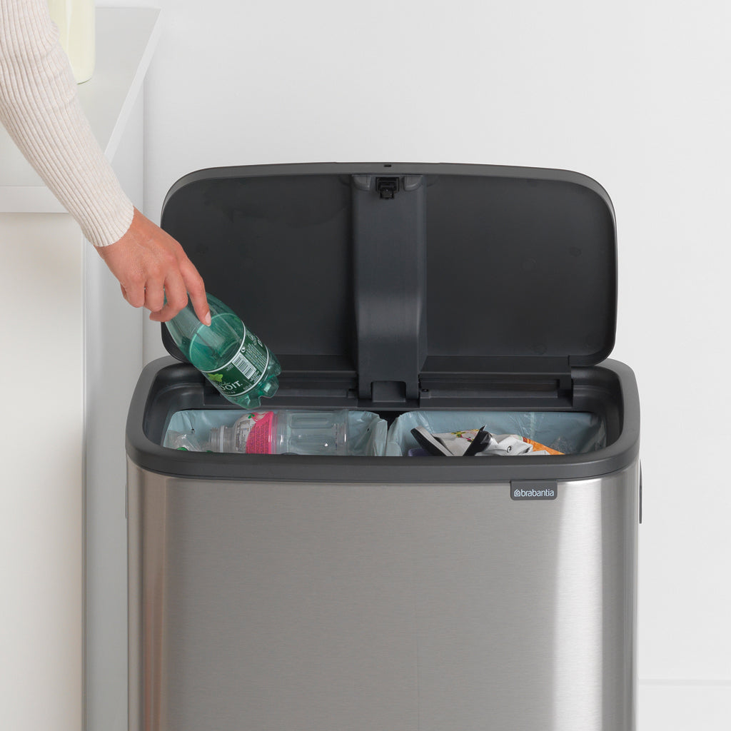 Brabantia Bo Touch 2-Compartment 60 Litre Recycling Bin - Matt Steel