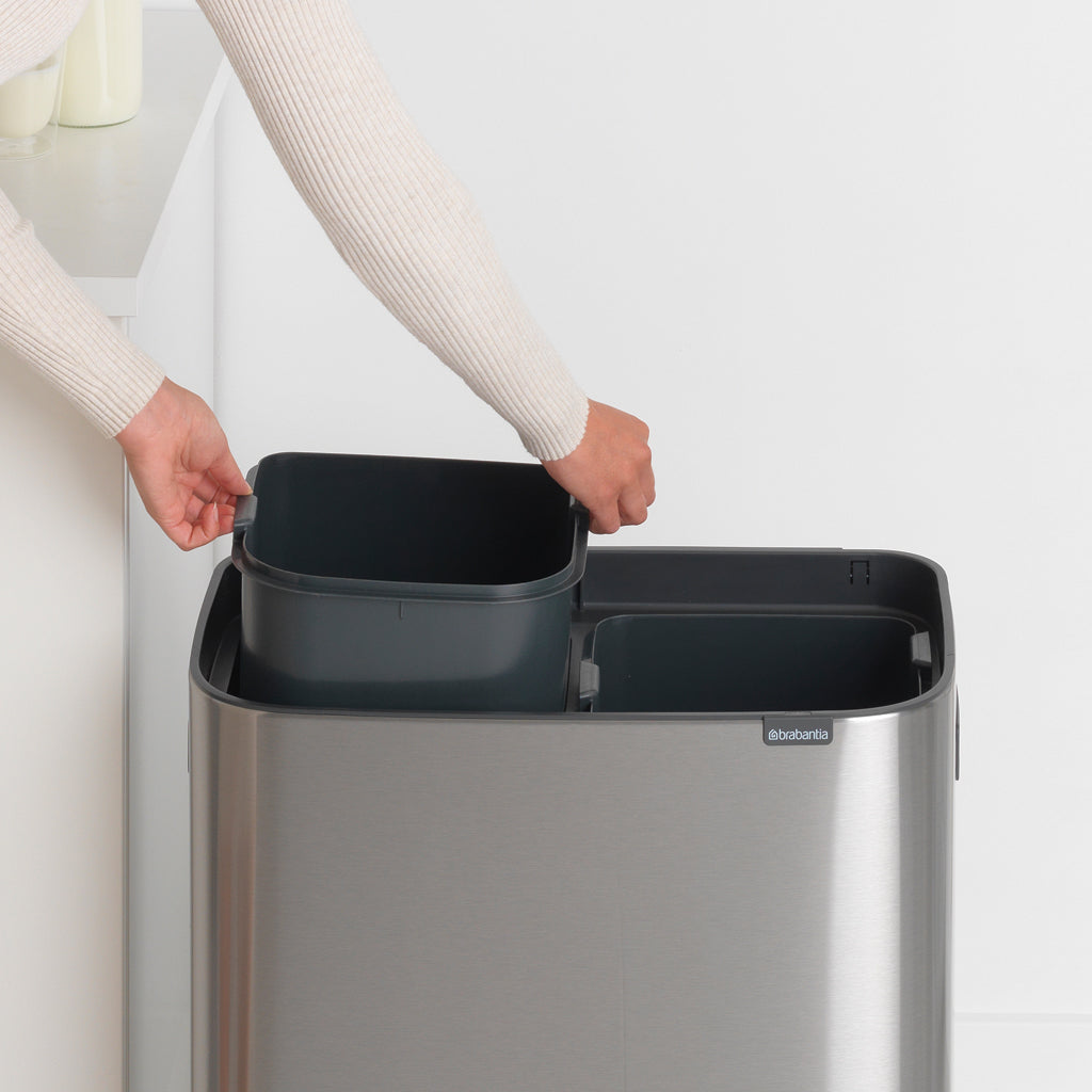 Brabantia Bo Touch 2-Compartment 60 Litre Recycling Bin - Matt Steel