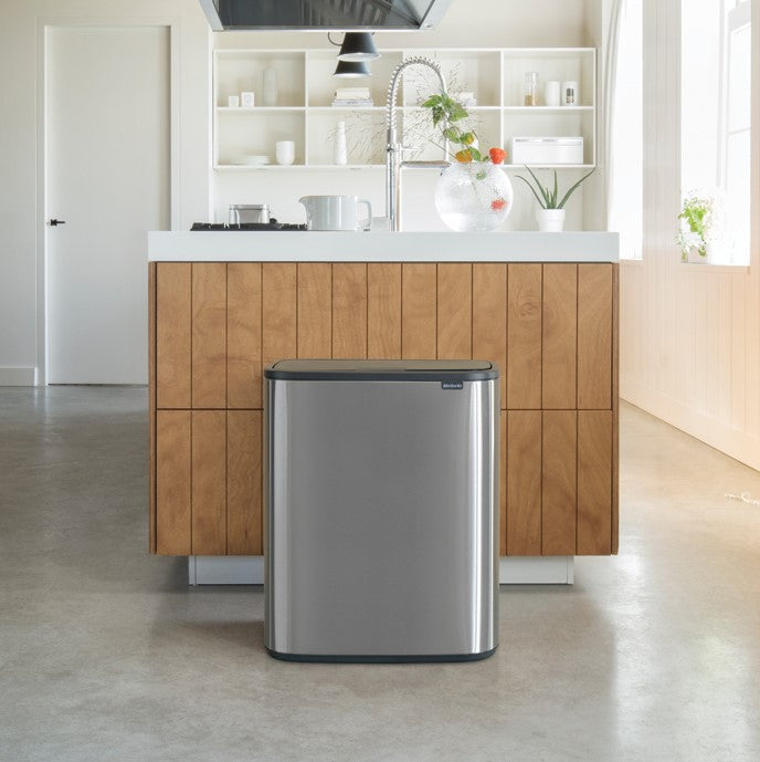 Brabantia Bo Touch 2-Compartment 60 Litre Recycling Bin - Matt Steel