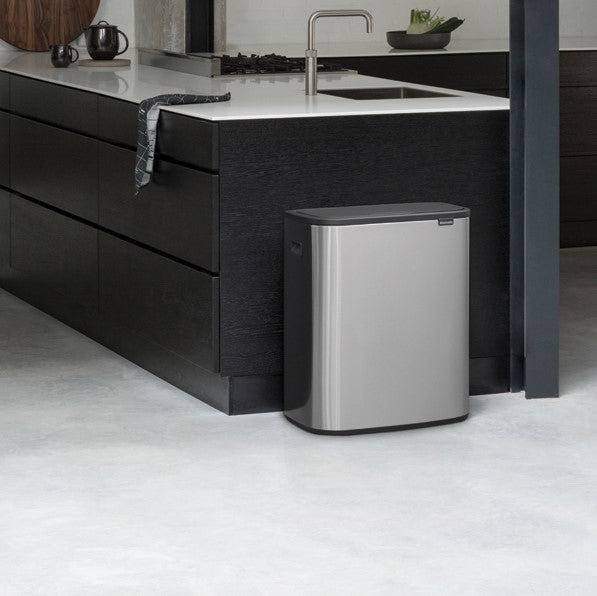 Brabantia Bo Touch 2-Compartment 60 Litre Recycling Bin - Matt Steel