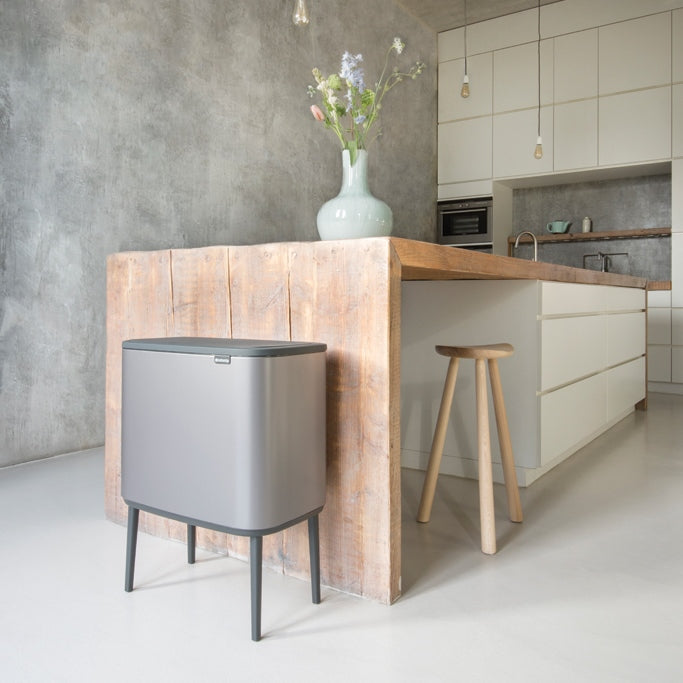 Brabantia Bo Touch 3-Compartment 33L Kitchen Recycling Bin - Platinum