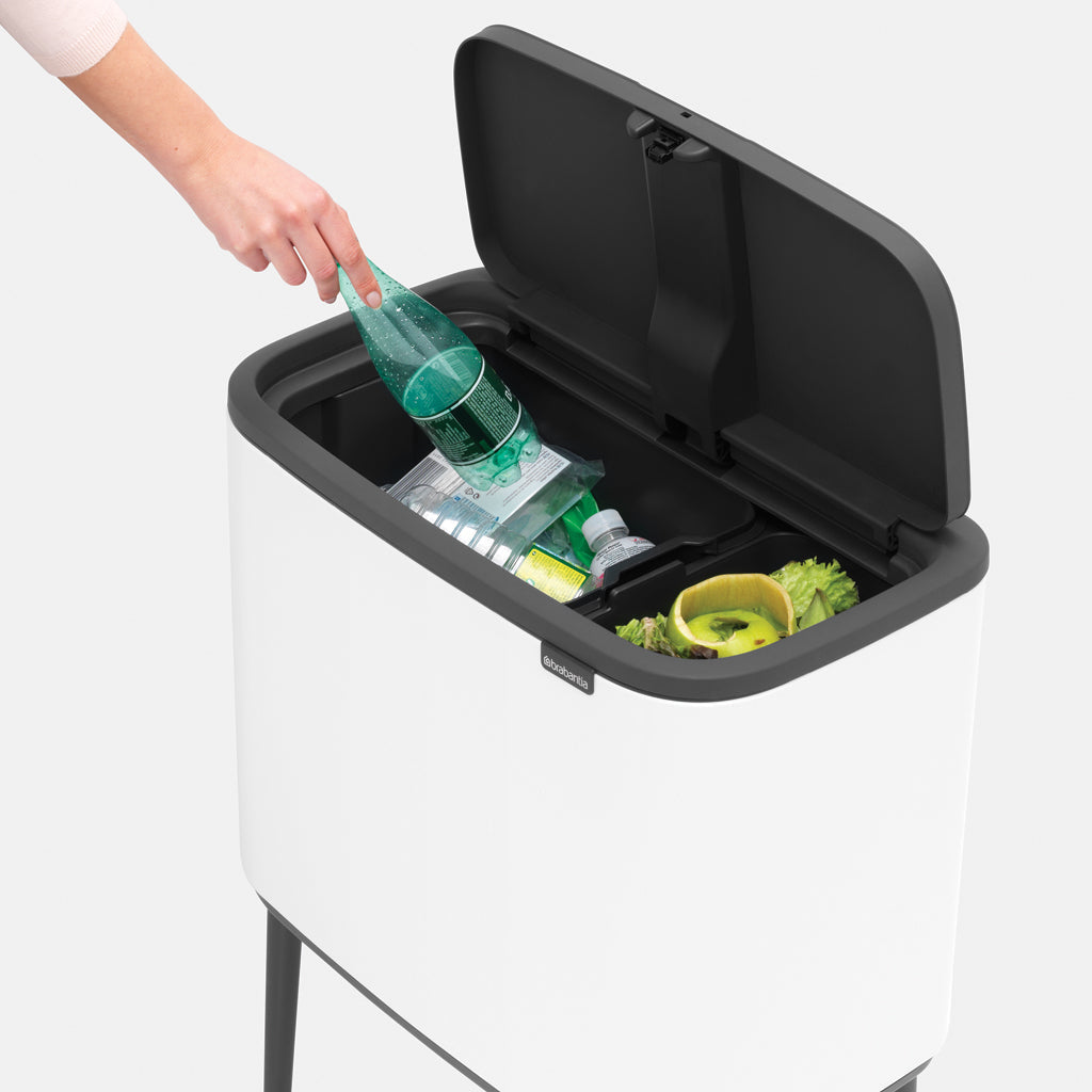 Brabantia Bo Touch 2-Compartment 34L Kitchen Recycling Bin - White