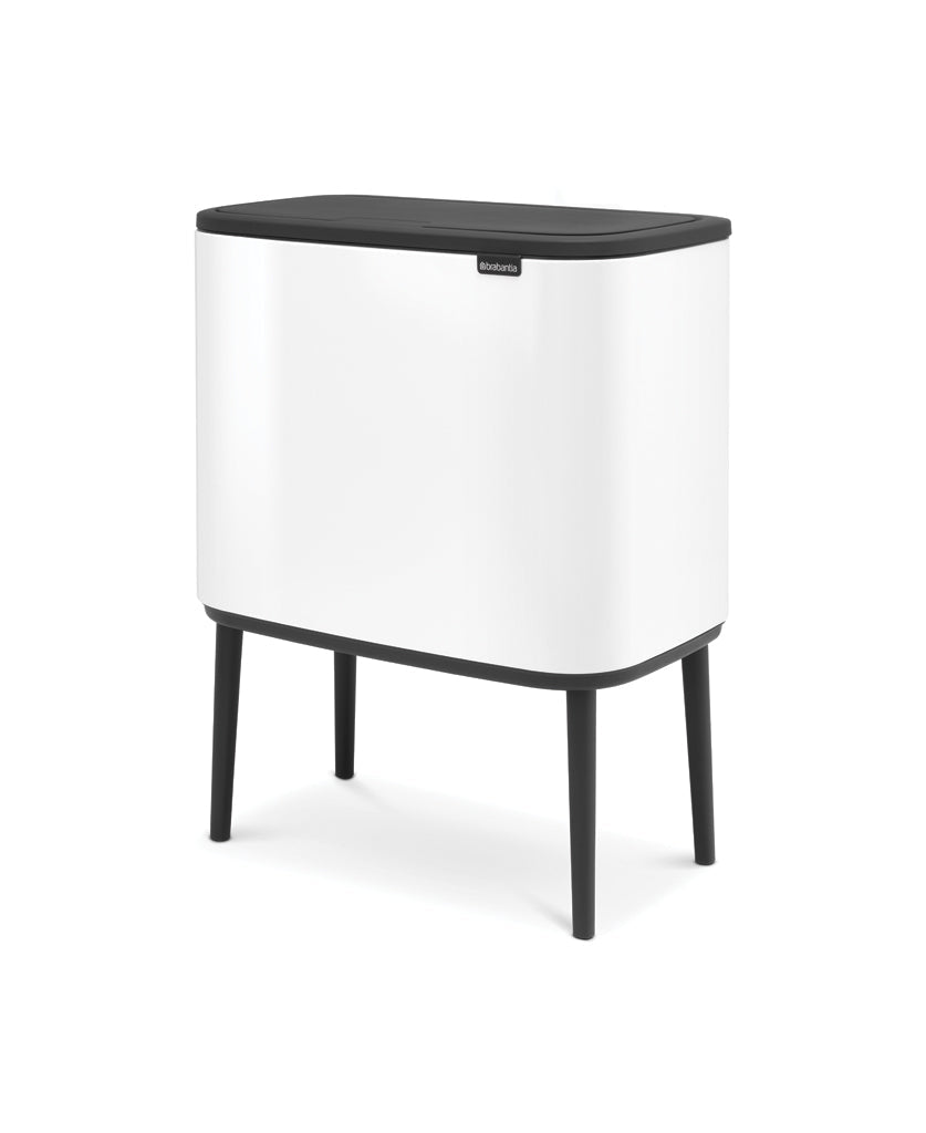Brabantia Bo Touch 3-Compartment 33L Kitchen Recycling Bin - White