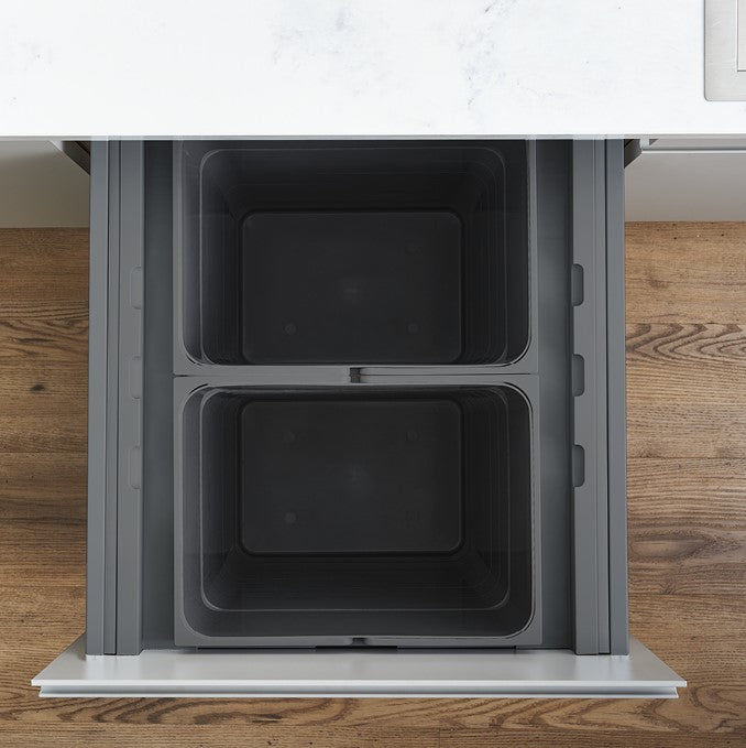 2 large 25.5L compartments provide copious space for waste and recycling