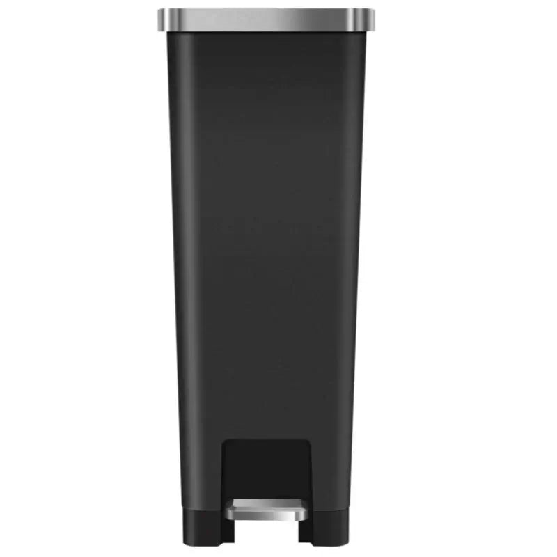 Black pedal bin on a white background