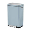 Blue rectangular waste bin with a foot pedal on a white background