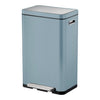 Blue rectangular waste bin with a silver foot pedal on a white background