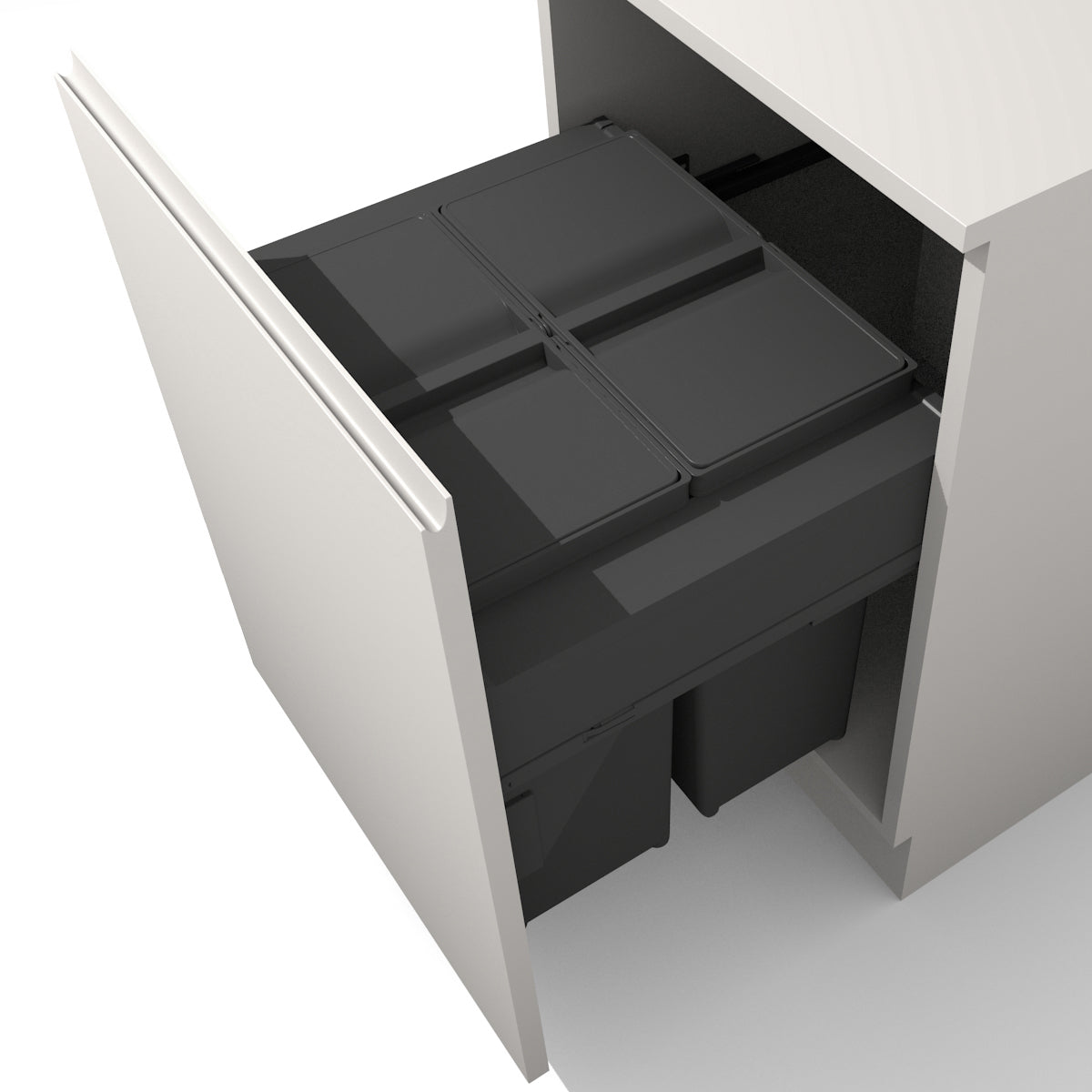 Gollinucci Linea 580 2 compartment 80 Litre in-cupboard kitchen recycling bin in dark grey for 600mm wide cabinet 580/GL/PL/60-GY