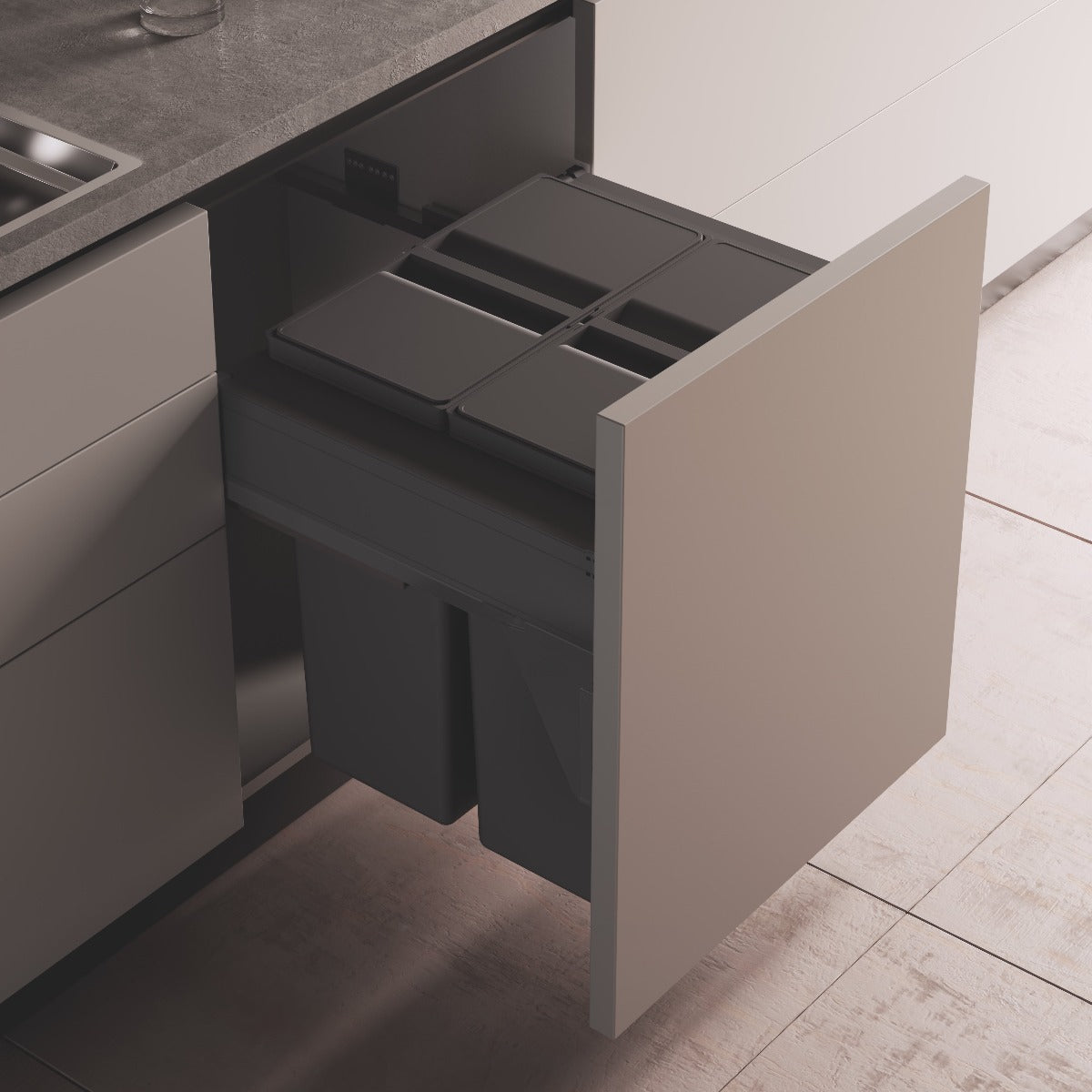 Gollinucci Linea 580 Plus 2 Compartment 80L Recycler: 600mm Door