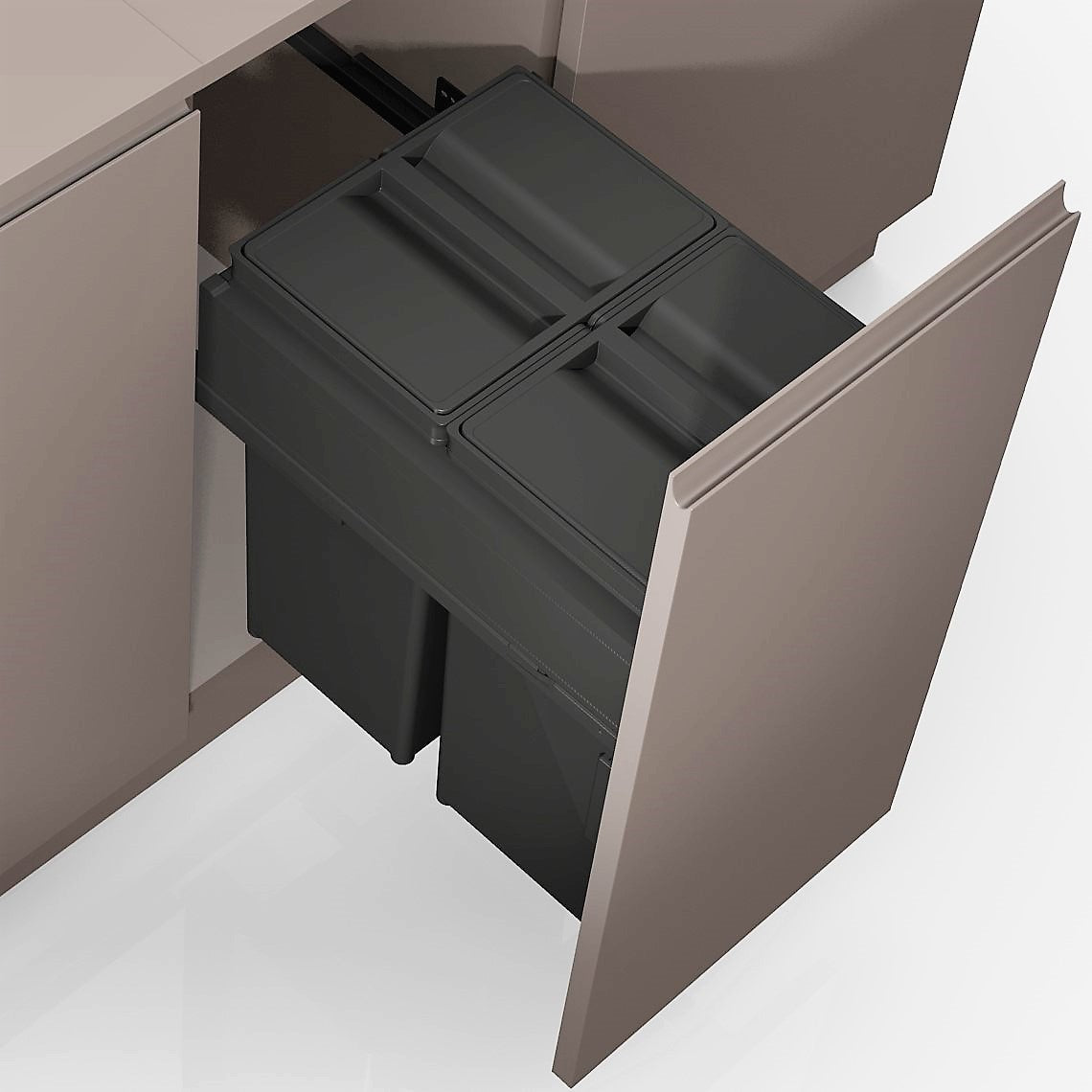 Gollinucci Linea 580 Plus 2 Compartment 58L Recycler integrated bin for a kitchen cabinet with a 400mm Door - an excellent recycling solution