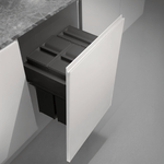 Gollinucci Linea 580 three compartment 79 Litre in-cupboard kitchen bin in dark grey for 600mm wide cabinet 580PL/360-GY