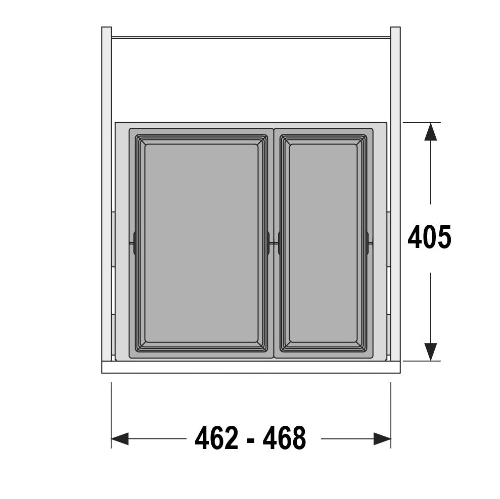 Hailo Cargo Synchro 2 Compartment 46L Recycler: 500mm Door