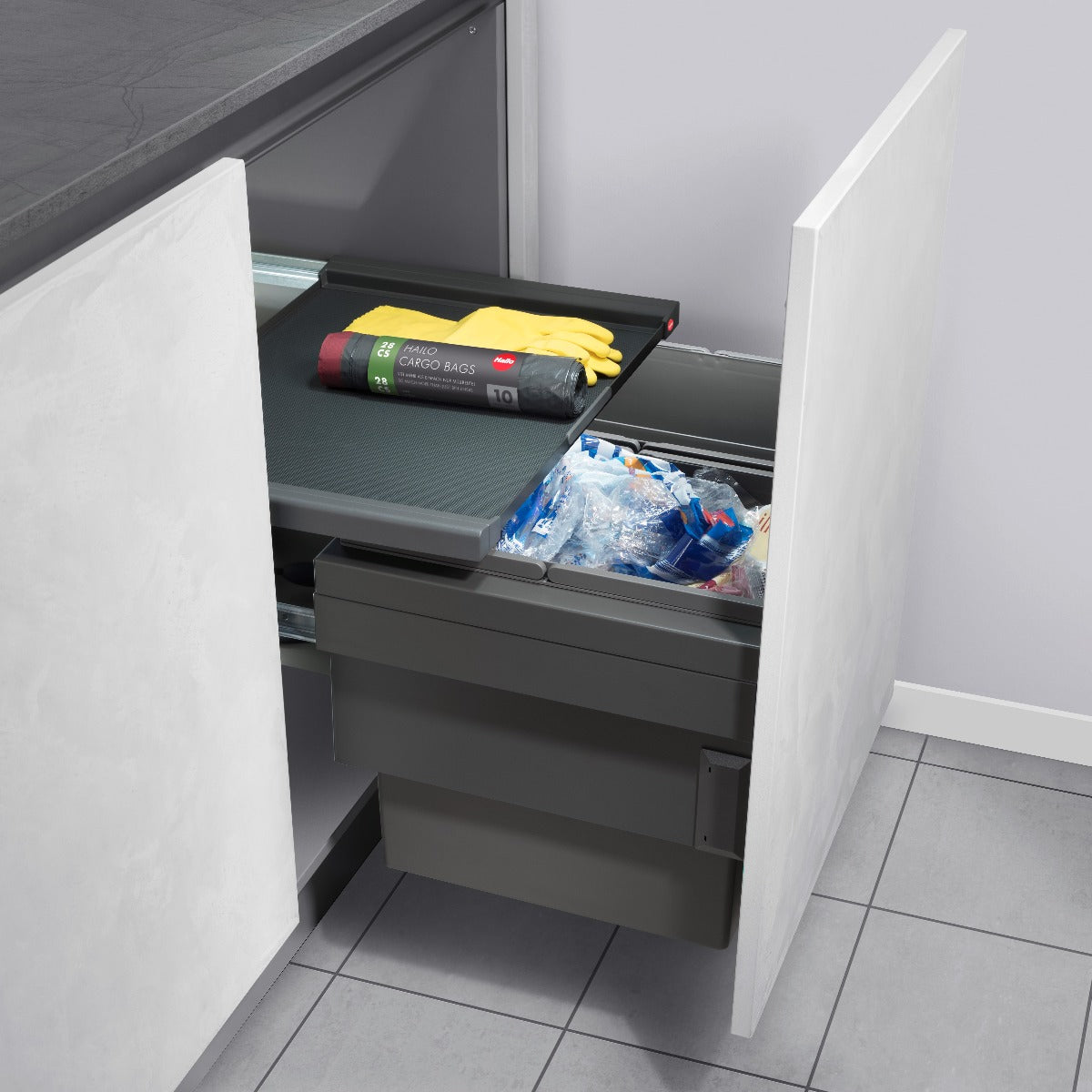 Hailo Cargo Synchro 2 Compartment 56L Recycler: 600mm Door