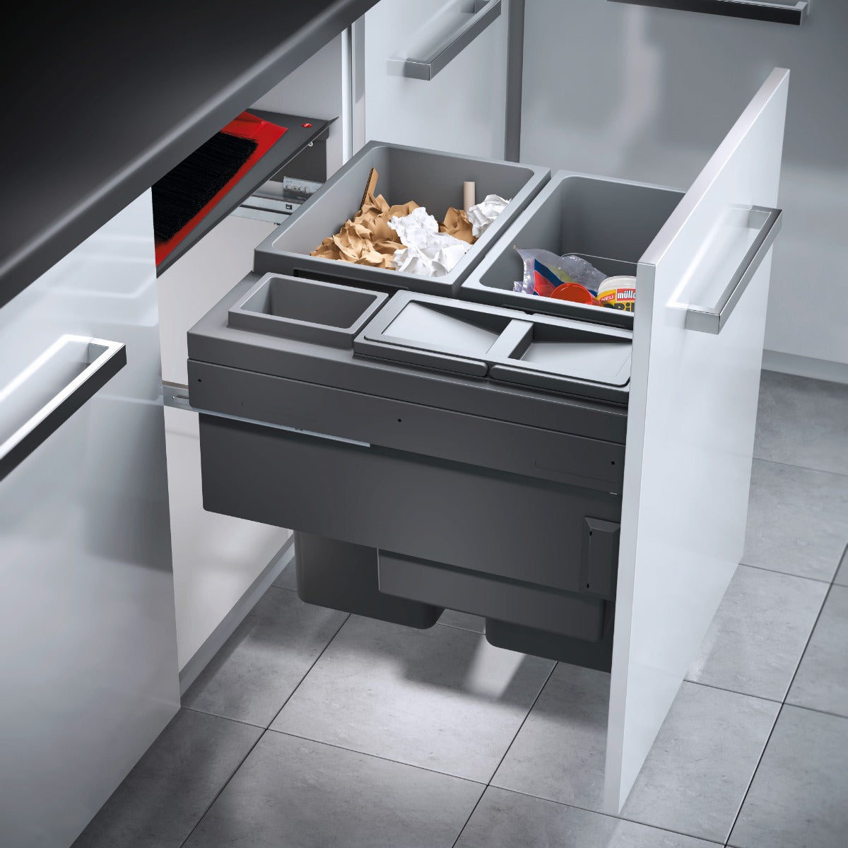 Hailo Euro Cargo 4 Compartment 90L Recycler Dark Grey | 600mm Door