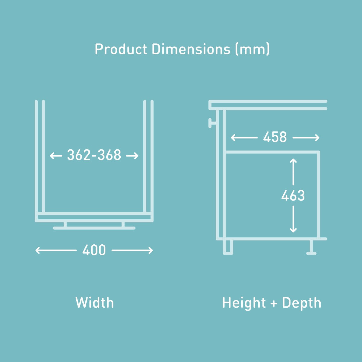Fitting diagram for the Gollinucci Linea 580 Plus 2 Compartment 58L Recycler for a 400mm Door