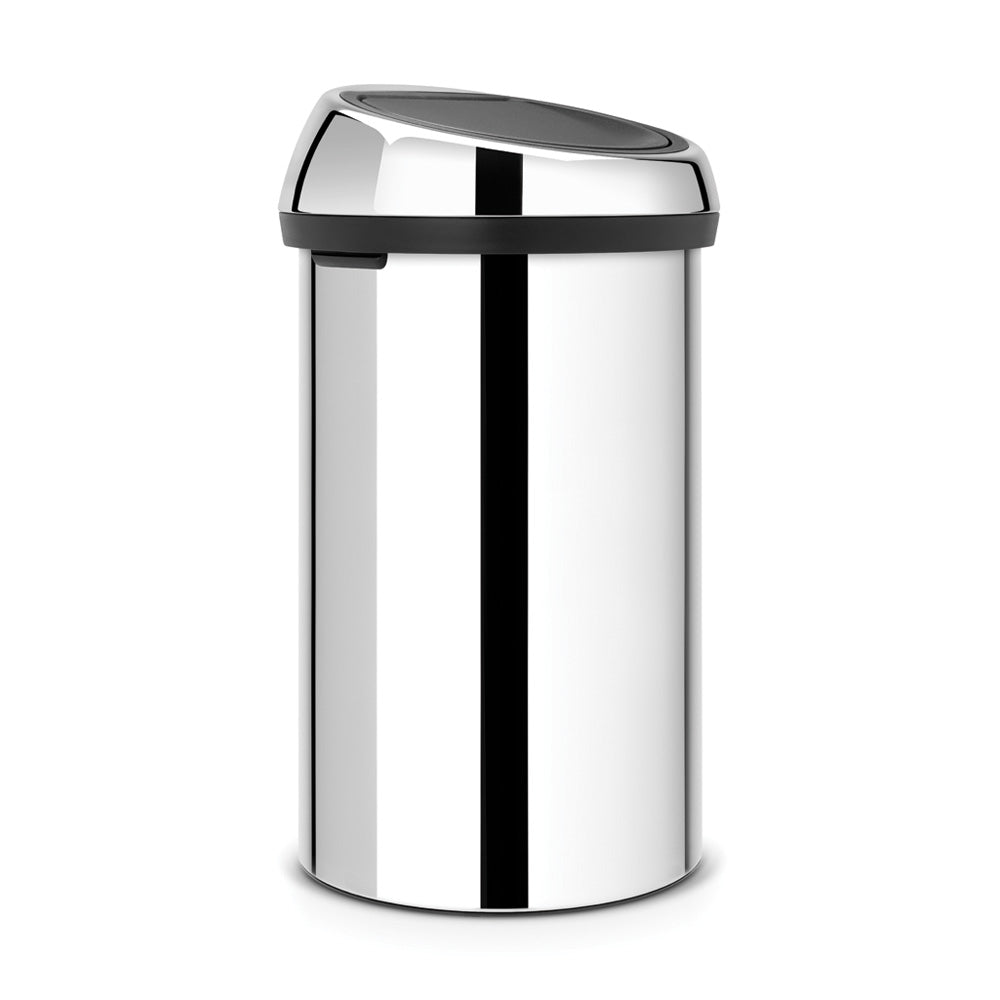 Brabantia Single Compartment Round 60L Touch Bin - Brilliant Steel
