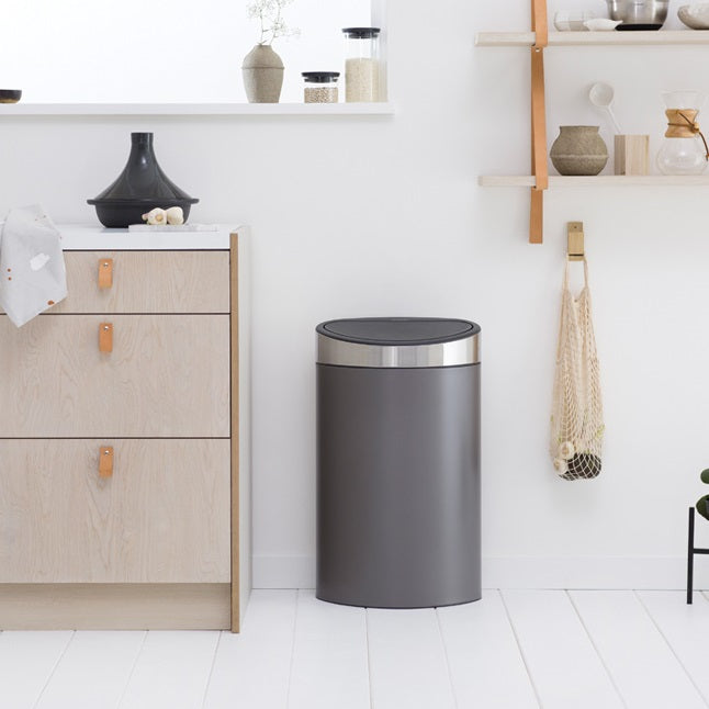 Brabantia Touch Single Compartment 40L Kitchen Bin - Platinum