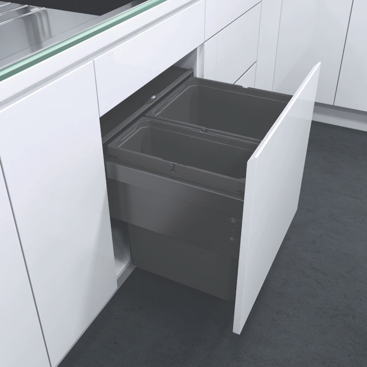 Vauth-Sagel ES-Pro 2-Compartment 60L Recycler - Lava Grey: 600mm Door